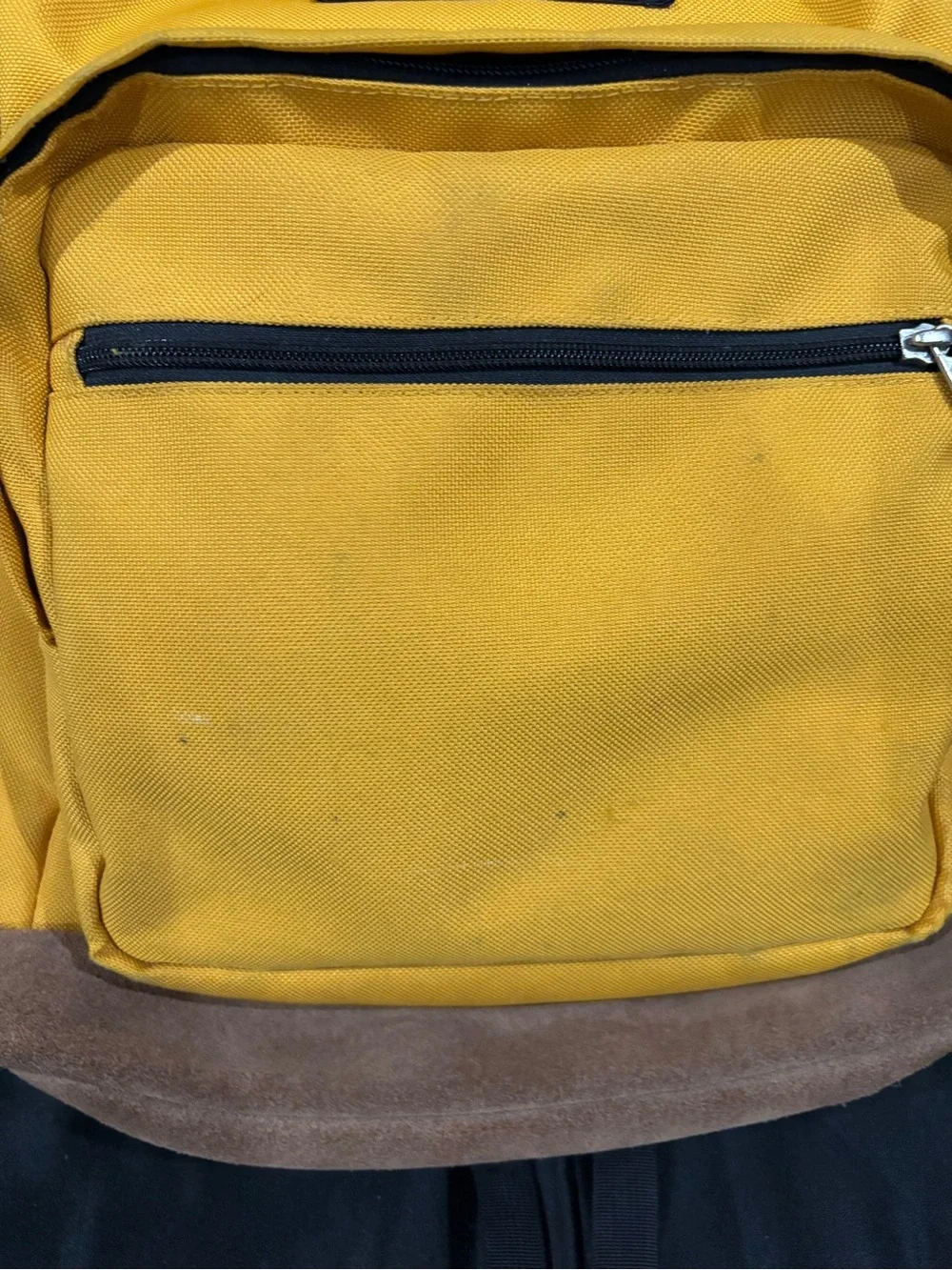 Jansport Yellow Backpack with Brown Suede Base